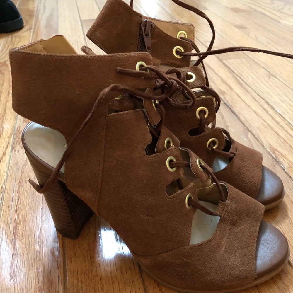 Nine West booties, thick heels.